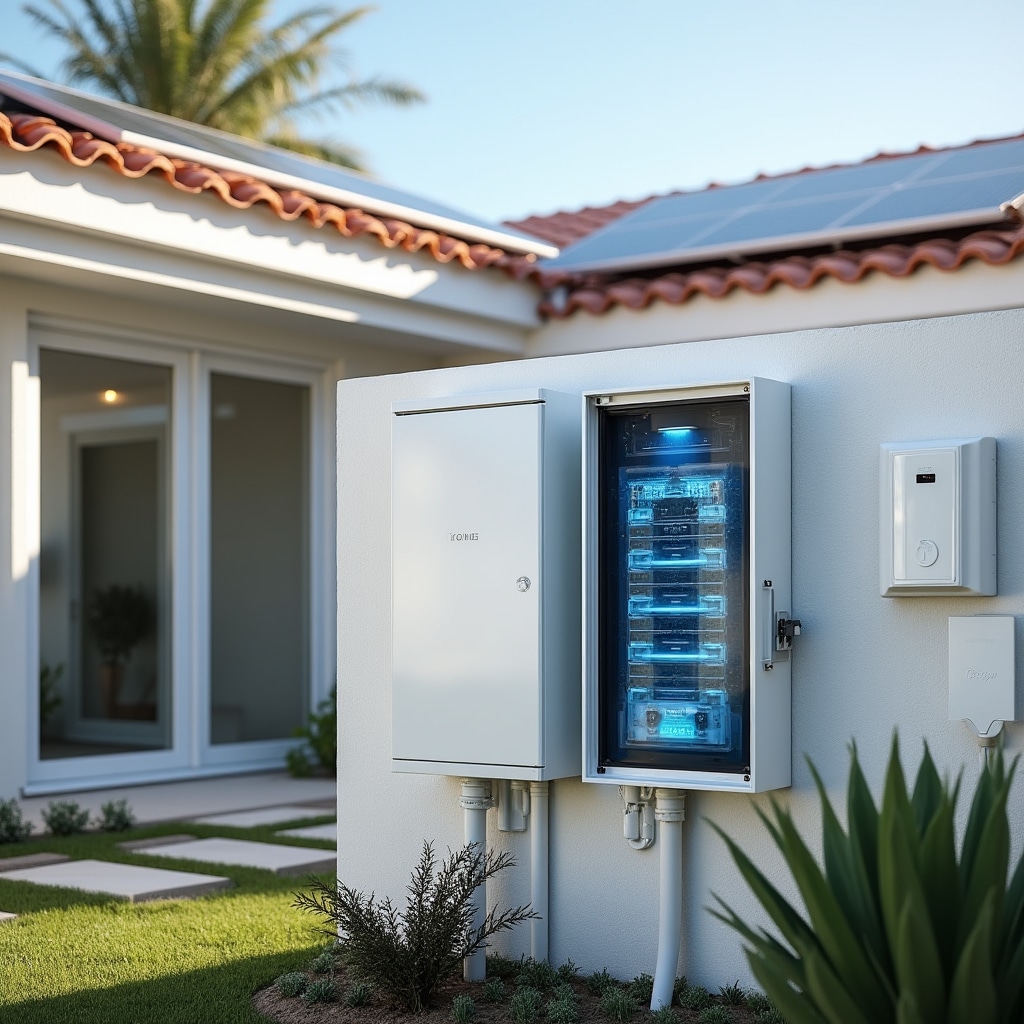 Modern home battery storage installation in Spanish residence